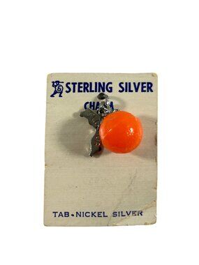Vintage Sterling Silver Florida State Orange Charm New on Card